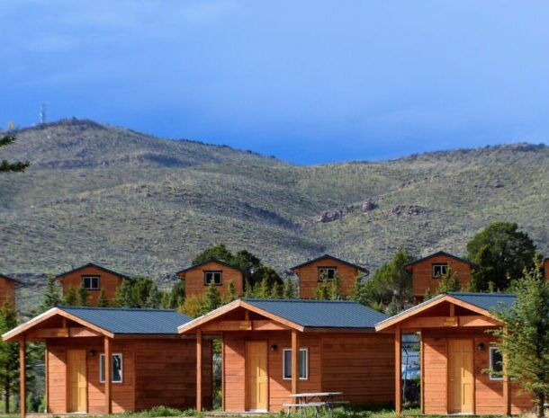 wooden cabin in mountain view